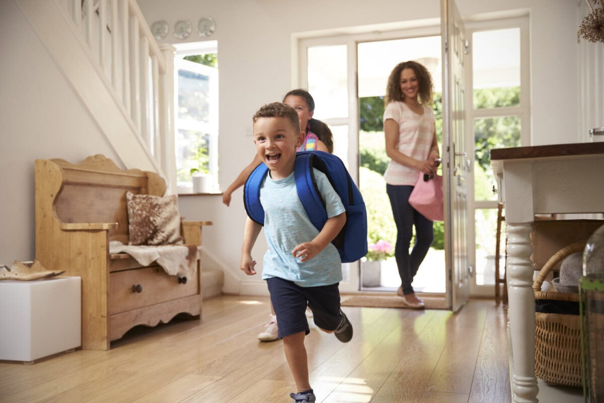 Excited Children Returning Home